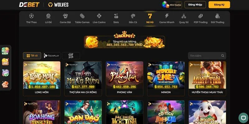 Danh mục game slots cực kỳ đa dạng với mức thưởng nổ hũ khổng lồ