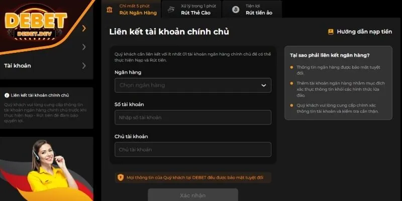 Liên kết account ngân hàng